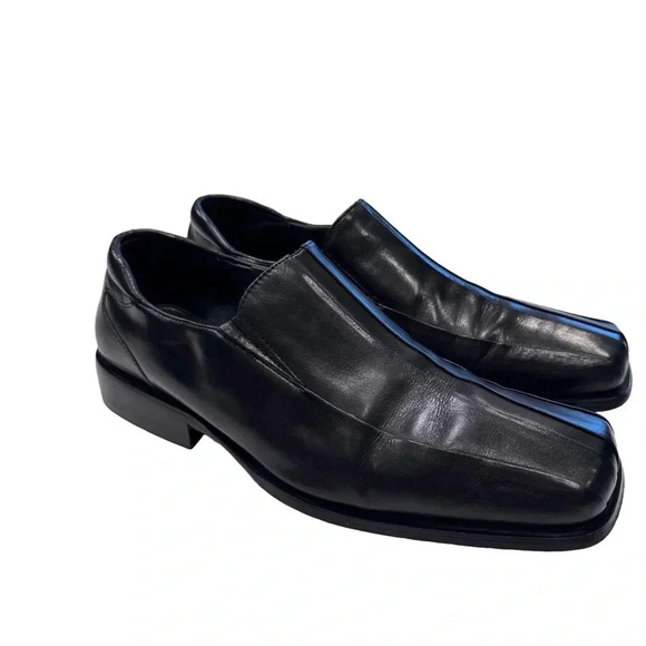 Giorgio Brutini Private Collection Black Leather Slip On Loafers 11 M ITALY - Picture 1 of 14